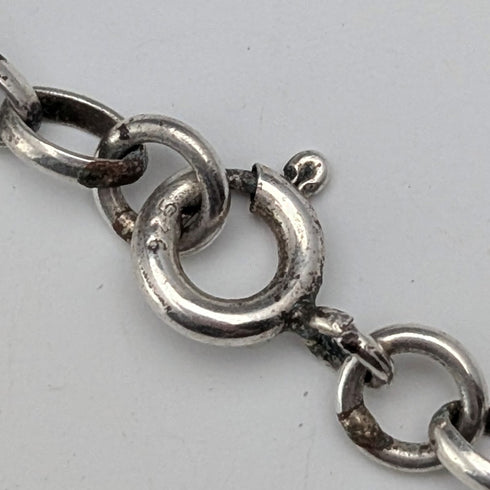 復古純銀貓頭鷹吊墜和純銀紅豆鏈項鍊,總重量:28克(NAJO)